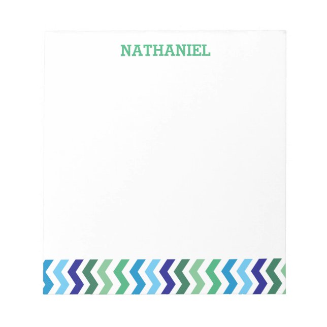 Kids Personalized Chevron Modern Simple Boys Notepad (Front)