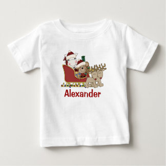 Kids Personalized Christmas Santa Sleigh Baby T-Shirt