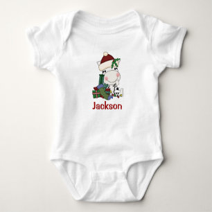 Kids Personalized Christmas Santa Zebra Baby Bodysuit
