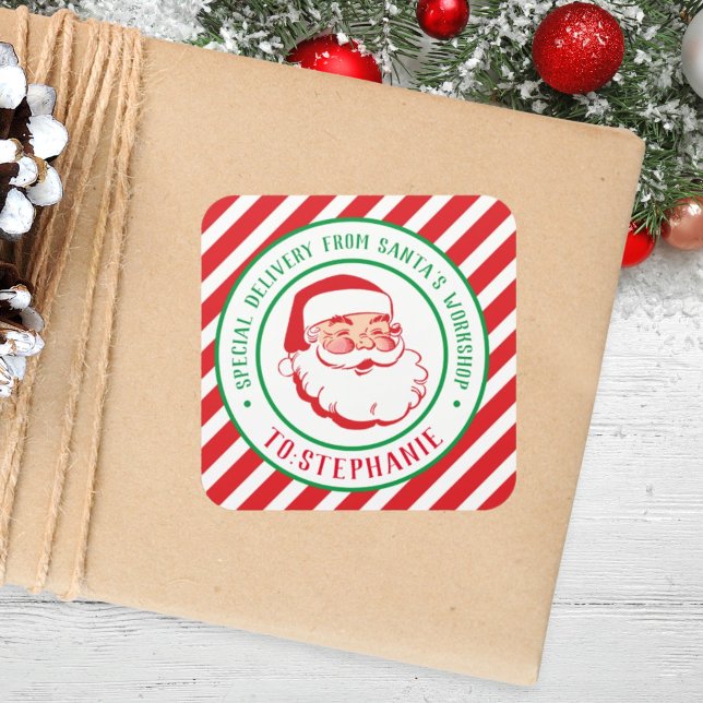 Kids Personalized Christmas Special Delivery  Square Sticker (Creator Uploaded)