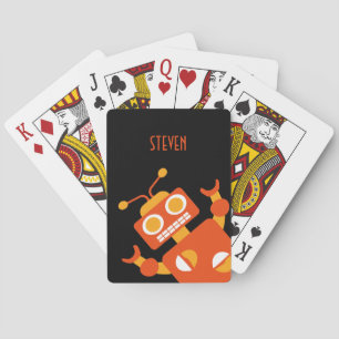 Kids Personalized Crazy Orange Robot Boys Playing Cards