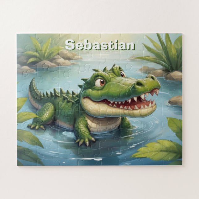 Kids Personalized Crocodile  Jigsaw Puzzle (Horizontal)