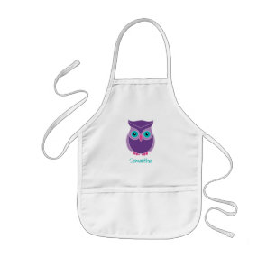 Kids Personalized Cute Purple Owl Bird Animal Apron