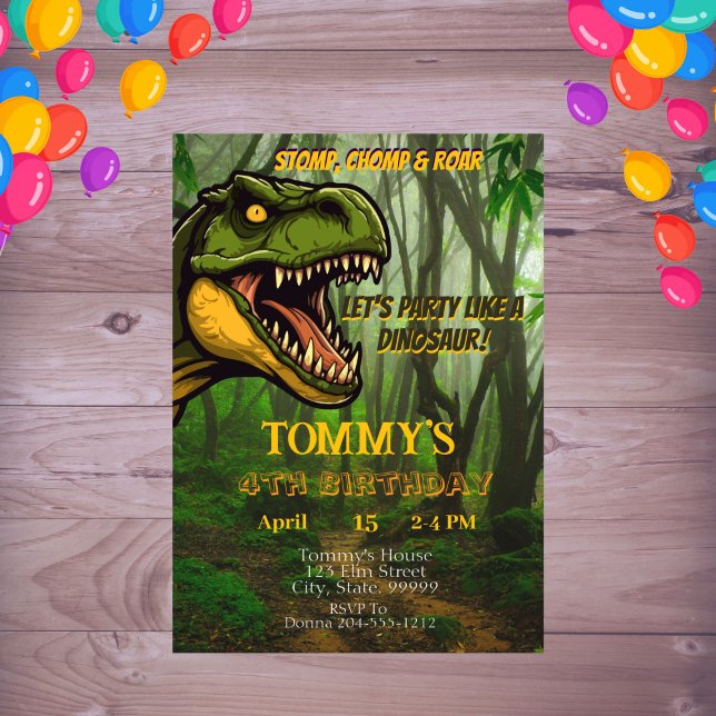 Kids Personalized Dinosaur Birthday  Invitation (Creator Uploaded)