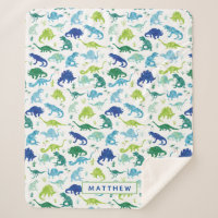 Kids Personalized Dinosaur Blue Green White Boys