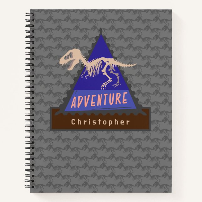 Kids Personalized Dinosaur boys Adventure Notebook (Front)