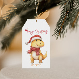 Kids Personalized Dinosaur Christmas Gift Tags