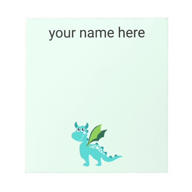 Kids Personalized Dragon Notepad (Front)