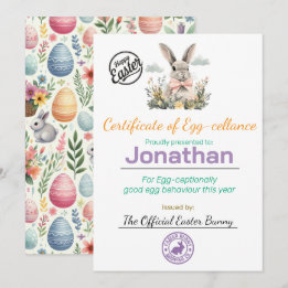 Kids' Personalized Easter Egg-cellance Certificate Invitation