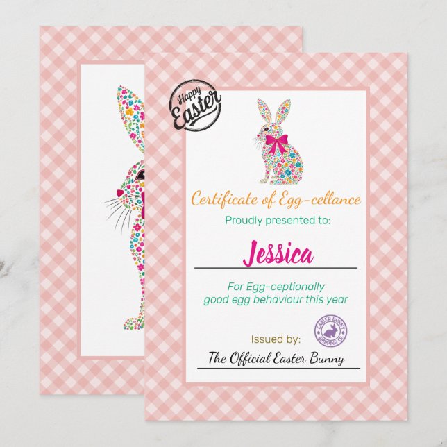 Kids' Personalized Easter Egg-cellance Certificate Invitation (Front/Back)