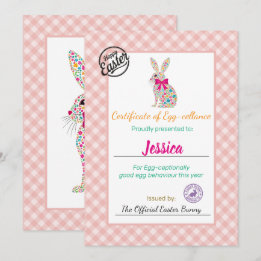Kids' Personalized Easter Egg-cellance Certificate Invitation