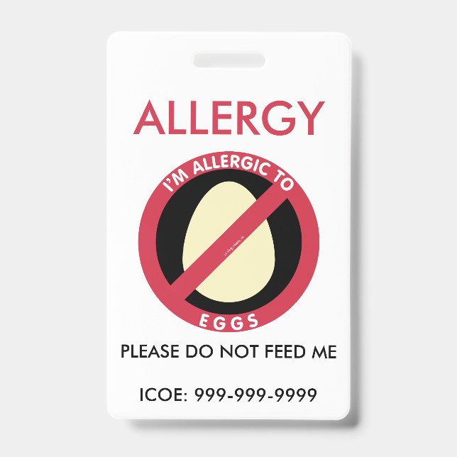 Kids Personalized Egg Allergy Emergency Badge (Front)