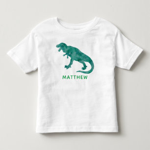 Kids Personalized Green Watercolor Dinosaur Toddler T-shirt