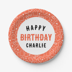 Kids Personalized Halloween Birthday Party Paper Plate