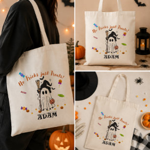 Kids Personalized Halloween Trick or Treat Tote Bag