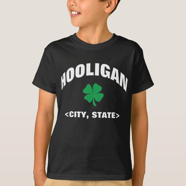Kids Personalized Irish Hooligan Black T-Shirt (Front)