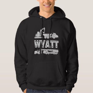 Kids Personalized Kids Name Construction Excavator Hoodie