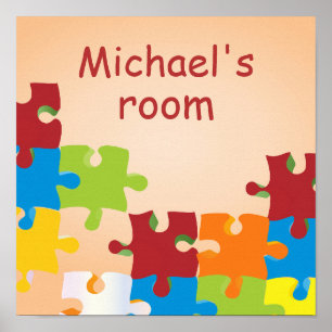 Kids Personalized Name Cool Puzzle Poster