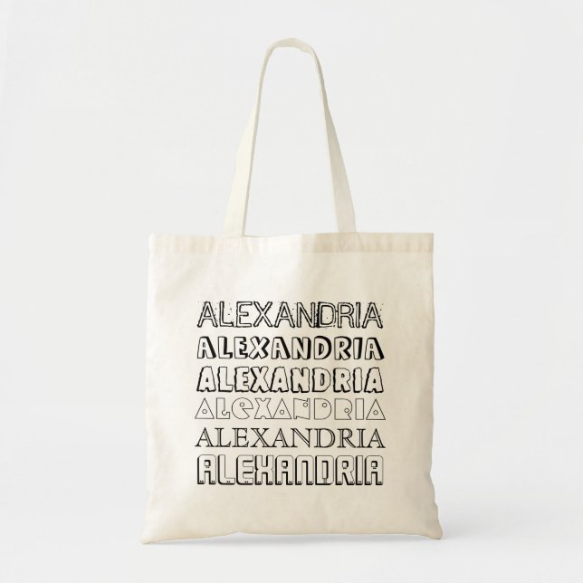 Kids Personalized Name Pattern Colour Your Own DIY Tote Bag (Front)