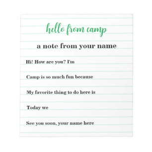 Kids Personalized Notepad for Summer Camp