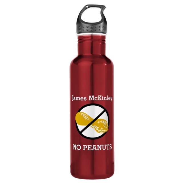 Kids Personalized Peanut Free Allergy Alert 710 Ml Water Bottle (Front)