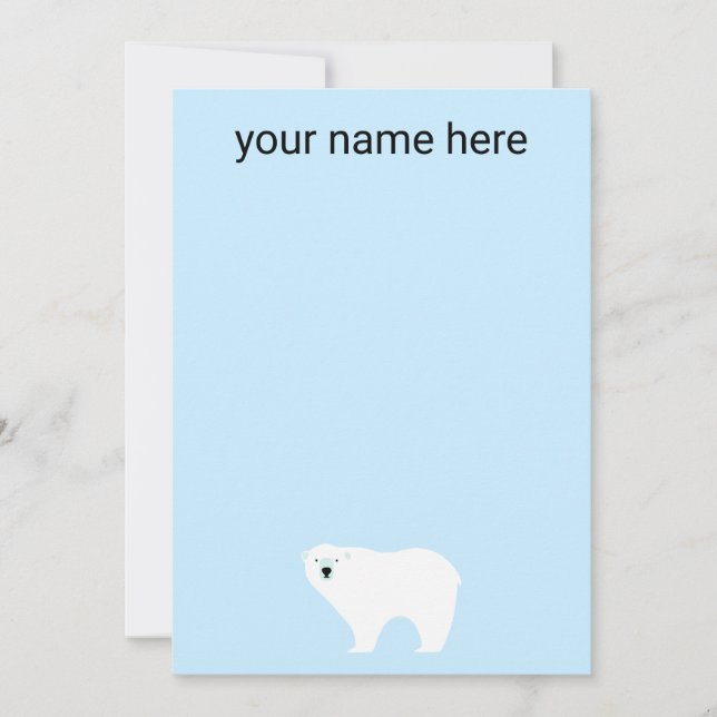 Kids Personalized Polar Bear Notecards (Front)