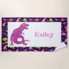 Kids Personalized Purple Dinosaur Watercolor T-Rex