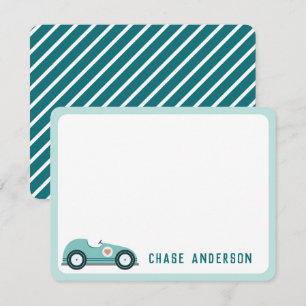 Kids Personalized Race Car Note Card for Boys