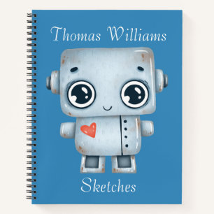 Kids Personalized Robot Sketch  Notebook