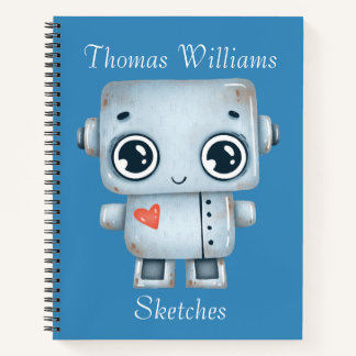 Kids Personalized Robot Sketch  Notebook