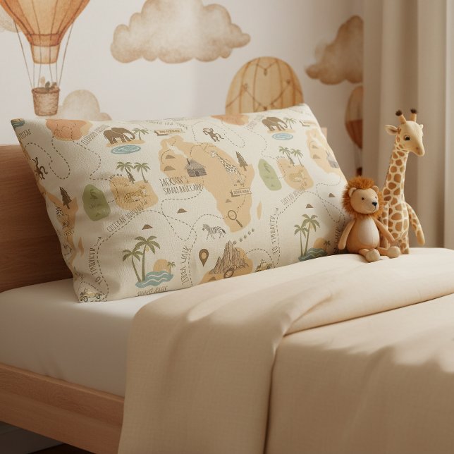 Kid's Personalized Safari Map ID1269 Pillowcase (Creator Uploaded)