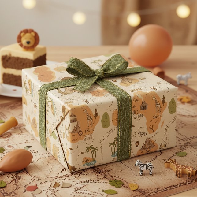 Kid's Personalized Safari Map ID1269 Wrapping Paper (Creator Uploaded)