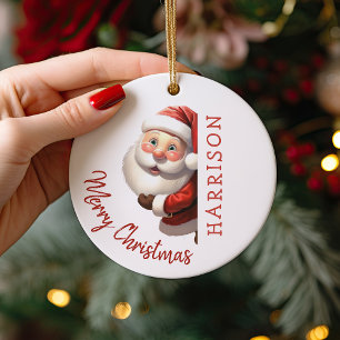 Kids Personalized Santa Christmas Ceramic Ornament