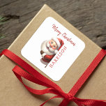Kids Personalized Santa Christmas Square Sticker<br><div class="desc">Looking for a magical touch to your Christmas gifts this year? Discover our adorable personalized santa Christmas gift stickers. Not only do they feature lovable santa claus,  but they can also be personalized with your child's name. Make this season unforgettable with a sprinkle of christmas magic on your presents!</div>