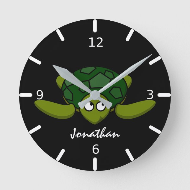 Kids Personalized Sea Turtle  Round Clock (Front)