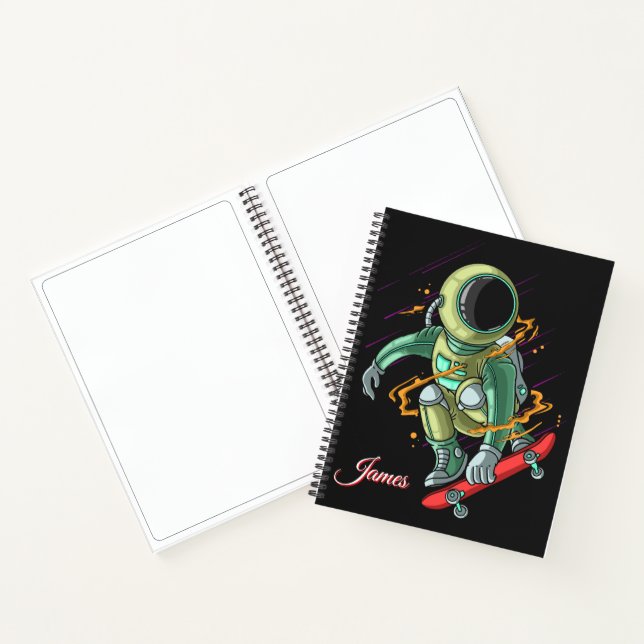 Kids Personalized Sketch Space Skater Notebook (Inside)