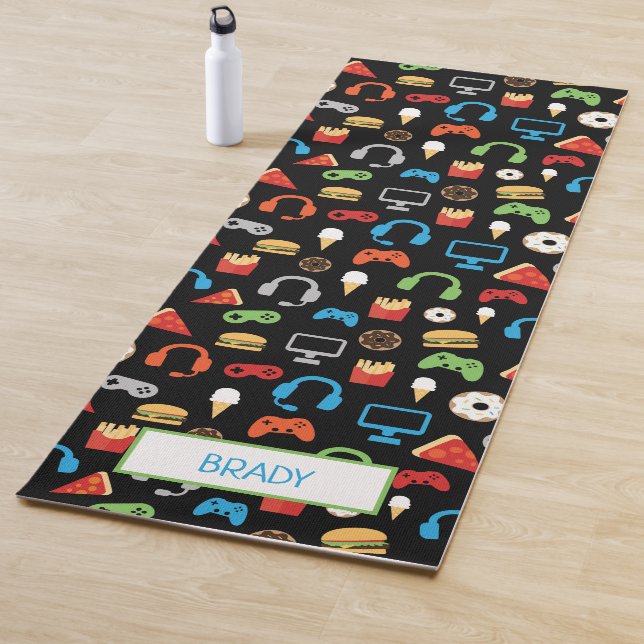 Kids Personalized Video Game Tech Party Gamer Yoga Mat (In Situ)