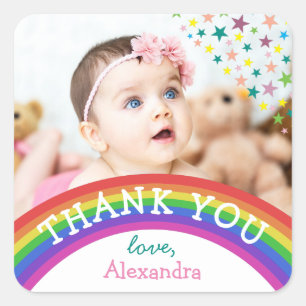 Kids Photo Birthday Thank You Square Sticker
