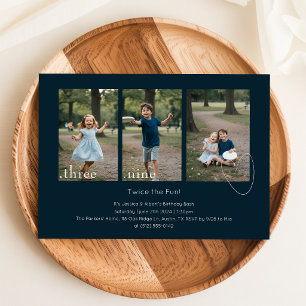 Kids Photo Collage Sibling Joint Birthday Party Invitation