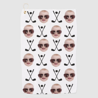 Kids Photo For Dad Baby Face Best Dad By Par Golf Towel