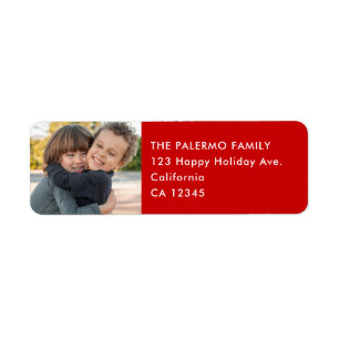 Kids Photo Simple Modern Red Return Address