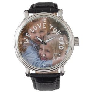 Kids Photo Template Cute We Love You Dad Heart Watch