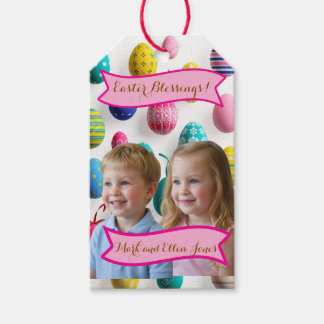 Kids Photos Easter Painted Eggs  Gift Tags