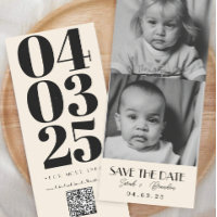 Kids Photos Typography Qrcode Save the Date