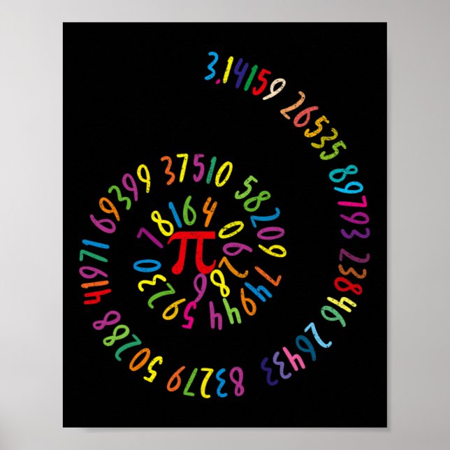 Kids Pi Day Math Spiral 3.14 Ratio Geek Nerd Math  Poster (Front)