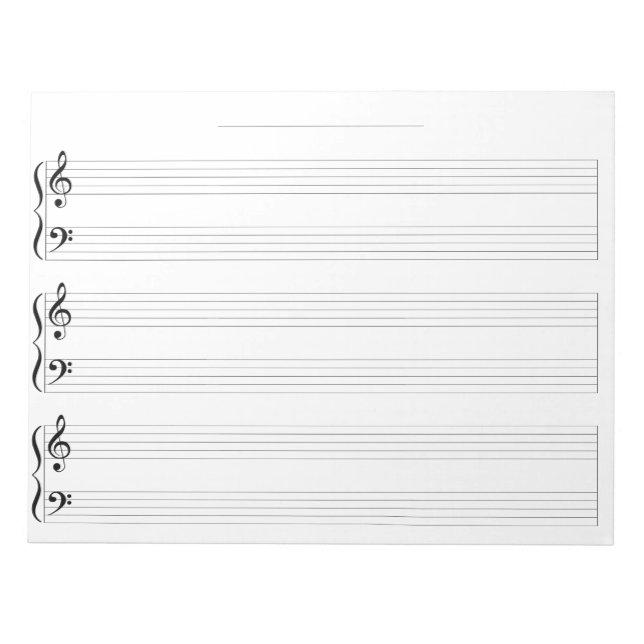 Kids Piano Music Manuscript Stationary Wide Rule Notepad (Front)