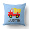 Kids pillow with toy truck and personalized name