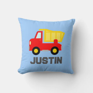 Kids pillow with toy truck and personalized name