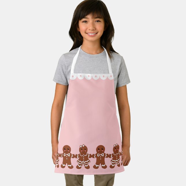 Kids Pink Gingerbread Apron  (Insitu)