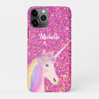 Kids Pink Glitter Unicorn Personalized
